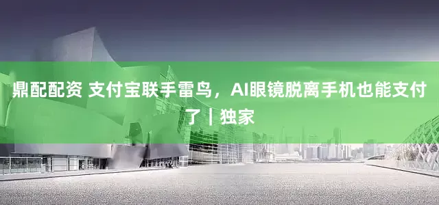 鼎配配资 支付宝联手雷鸟，AI眼镜脱离手机也能支付了｜独家